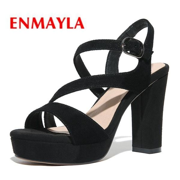 

fashion summer high heel sandals kid suede basic casual buckle strap gladiator women size 34-39 ly1135, Black