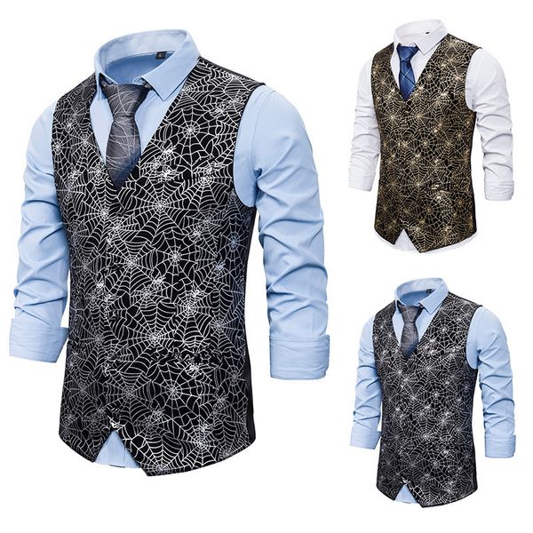 

fashion vest men's waistcoat ink jet stamping performance m137, Black;white
