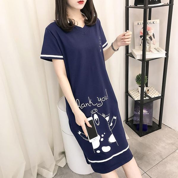 

cotton nightgowns summer sleepshirt home womens sleepwears robes dress loose nightdress indoor clothing sleeve plus size 5xl homewear, Black;red