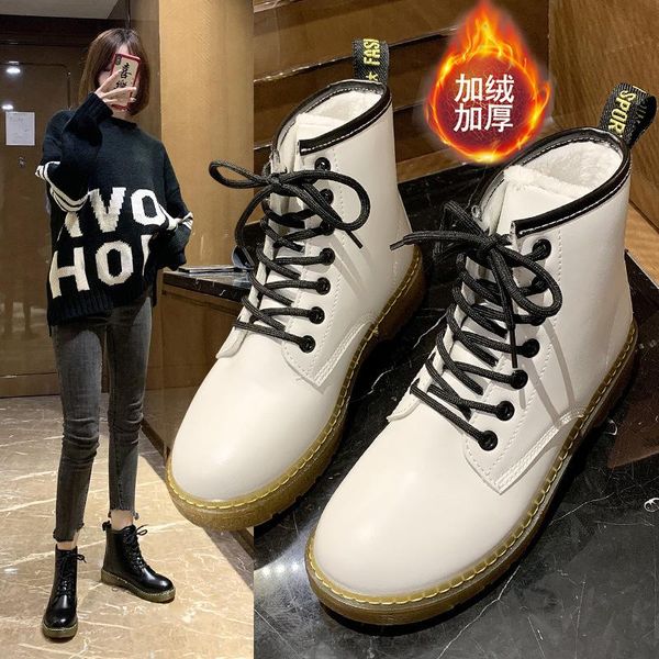 

boots leather women platform white booties heels 2021 fashion winter cowboy, Black