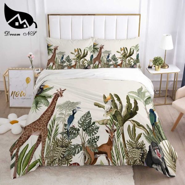 Dream NS Tropical Rainforest Plant Bedding Set Queen Home Têxtil Set Bedlocheres Gradiente Mandala Duvet Capa 210615