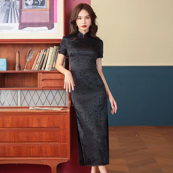 

ethnic clothing chinese traditional cheongsam women split qipao dress long robes female party elegant ladies vintage bodycon gowns, Red