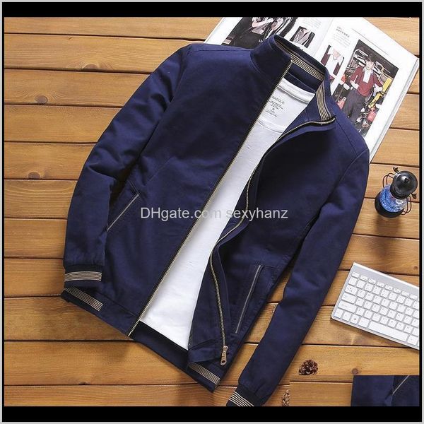 

outerwear coats clothing apparel drop delivery 2021 100percent cotton spring autumn bomber jackets casual male outwear windbreaker stand col, Black;brown