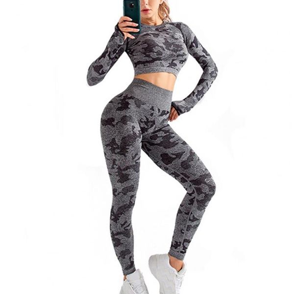 

gym clothing yoga set long sleeve crop high waist athletic legging outfits soft blend sports suits fitness clothes sportswear, White;black