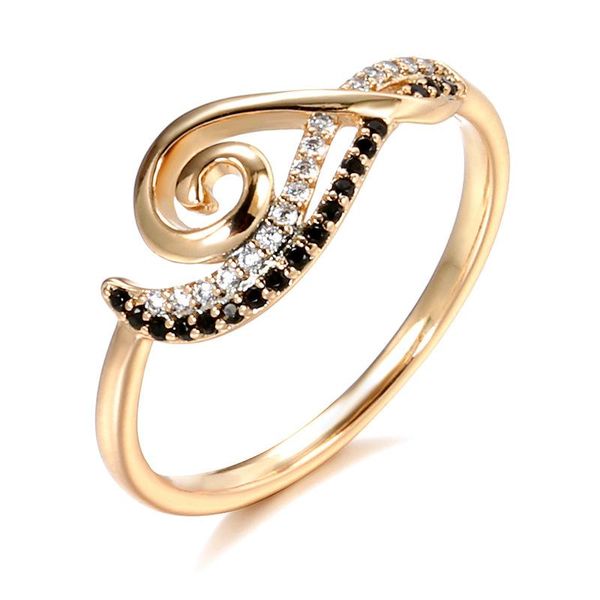 

wedding rings luxury female white black crystal ring charm rose gold color for women cute bride wave zircon engagement, Slivery;golden