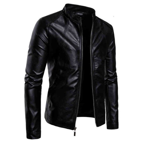 

boutique stand collar type pu b041 men's casual zipper leather jacket, Black;brown