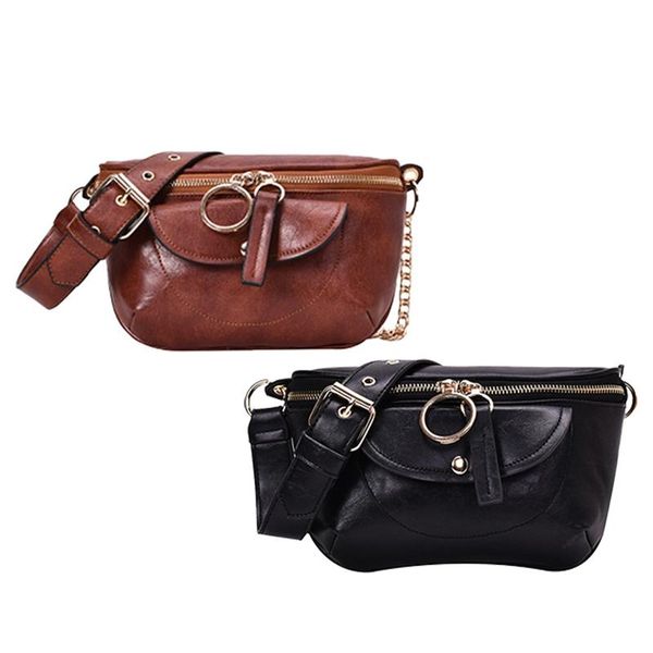

leather messenger bag chest wild chain shoulder simple handbag waist bags