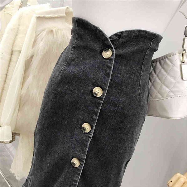 

skirts mermaid women retro denim skirt high waist ruffles fish tail jean long black wrap autumn w 4hq0