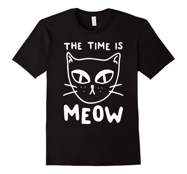 

men's t-shirts the time is meow cat cute kitten t shirt men short sleeve hip hop plus size dress slim fit, White;black