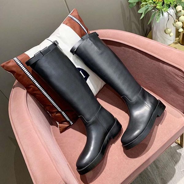 

boots women's leather knee , winter warm shoes, casual, square, 0uts, Black