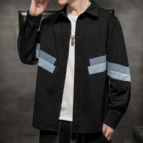 

men's casual shirts long-sleeved shirt loose handsome thin coat autumn korean style trendy clothing, White;black
