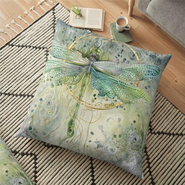 

cushion/decorative pillow 2021 funny backrest green dragonfly printed cushion cover halloween 45*45cm throw case decorative for home