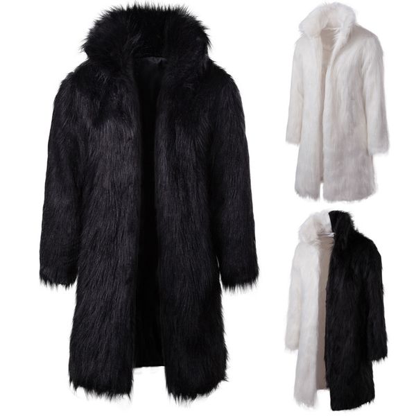 

hollow men's fashion personality hip hop faux fur long fur coat, Tan;black