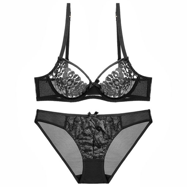 

bra set 1627 fashion thin transparent breathable lace women's underwear, Red;black