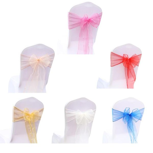 

25pcs/lot ribbon chair sashes weeding decoration for weddings banquet covers tie bow belt decor party supplies 18cm*275cm