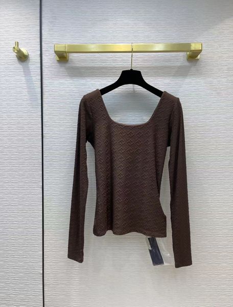 

2021 long sleeve square neck fashion milan runway t-shirt designer brand same style tees 1020-2, White