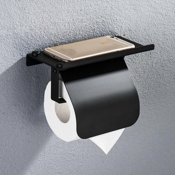 

toilet paper holders stainless steel wall hanging bracket for bathroom, accessories telephone, roll, black