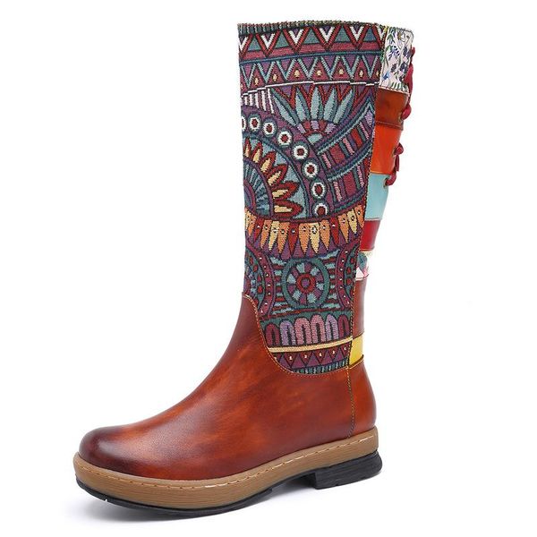 

boots retro women elegance vintage embossed breathable genuine leather splicing hollow zipper pumps ladies flowers shoes, Black