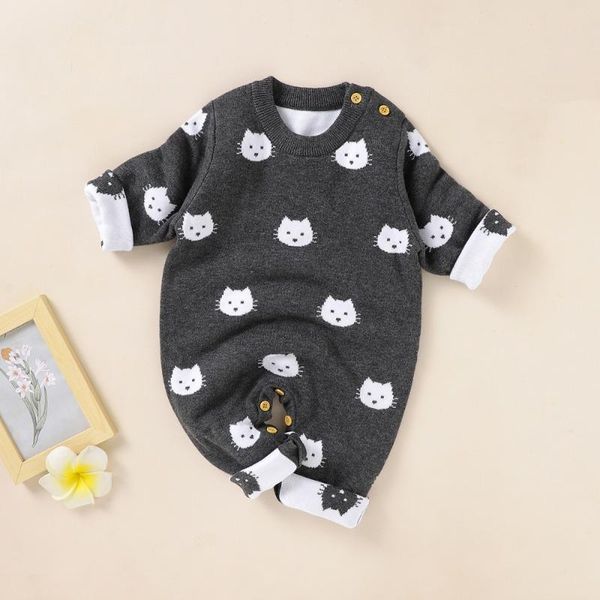 

jumpsuits baby little boy girl sweet long sleeve knit sweater romper outfit instagramable cloth clothing jumpsuit boutique, Blue