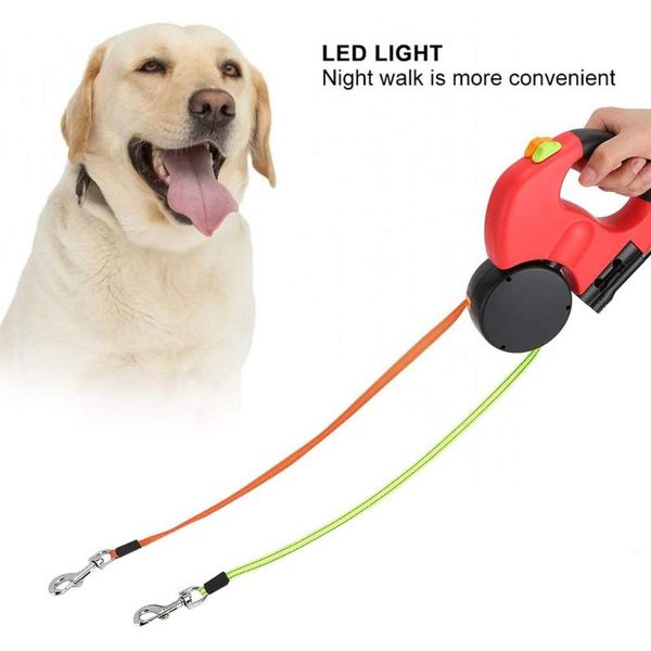 

dog collars & leashes retractable leash 2 colllars pet for dogs cats rabbits collar 360 degree adjustable automatic durable color dual heade