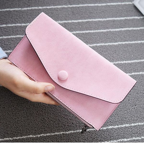 

wallets women long leather bifold wallet portable cards holder cash phone purse large capacity handbag 10.7 x 19.6cm, Red;black