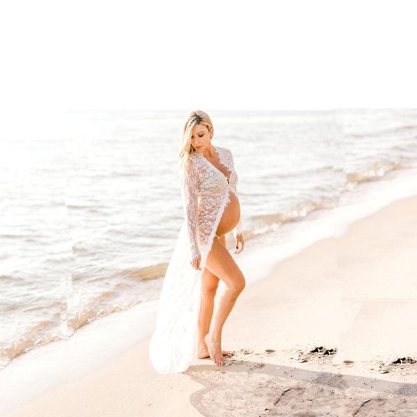 

maternity dresses fashion pography props gown lace dress fancy shooting po summer pregnant plus, White
