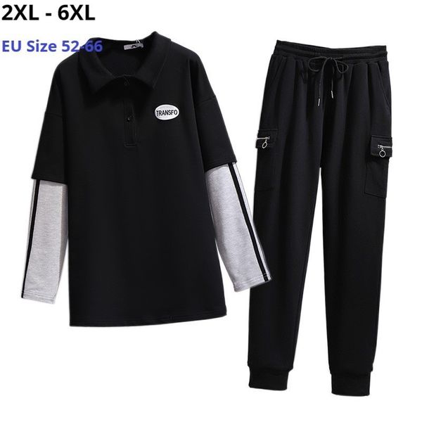 

pants plus size 6xl 5xl 4xl 3xl sleeves autumn women clothing sets femme elastic waist womens and long trousers tracksuit, White