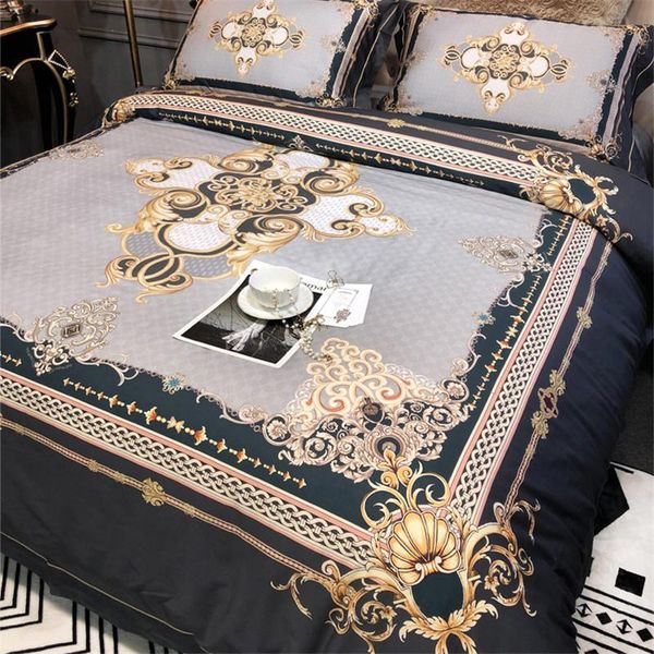

bedding sets french court style long stapled cotton digital printed set summer spring duvit cover sheet pillow case king  4pcs