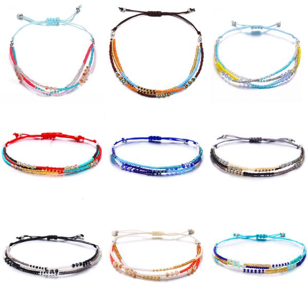 

style rice bead push pull bracelet creative national style color simple beaded bracelet for women, Silver