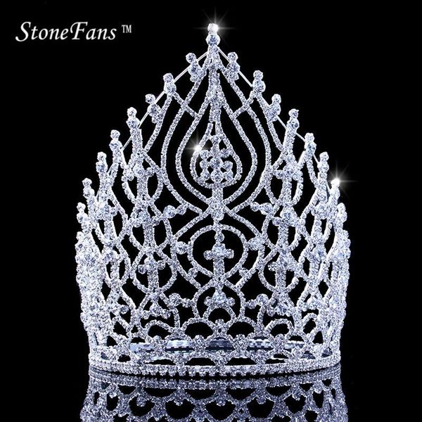 

hair clips & barrettes stonefans rhinestone wedding accessories jewelry elegant miss crown for women bridal big crystal crowns and tiaras ki, Golden;silver
