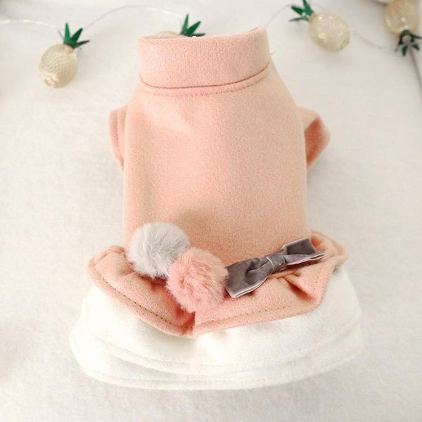 

dog apparel pet cats bowknot plush ball autumn winter dress costume clothes