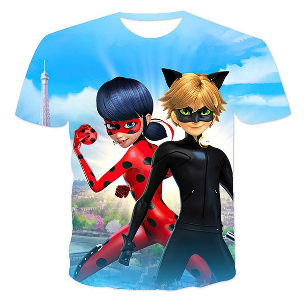 

2021 summer fashion new popular game ladybug lady surrounding 3d digital printing children's 3d t-shirt4a24, White;black