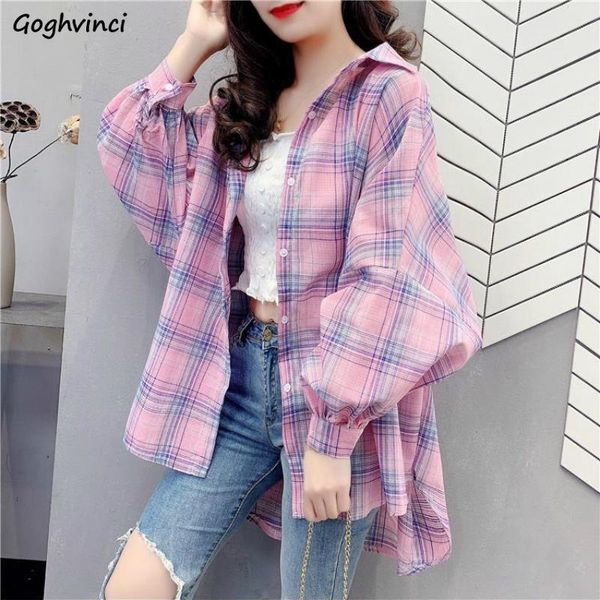 

plus size 3xl women shirts batwing sleeve plaid summer sun proof chic fashion ins oversize korean style harajuku, White