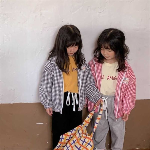 

for fall girl casual plaid jacket kids baby long sleeve plaid cardigan coats toddler children casual zipper 211106, Blue