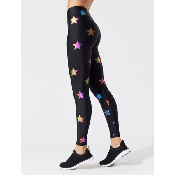 

fashion colored stars pattern women leggings digital printed skinny breathable gifts, Black