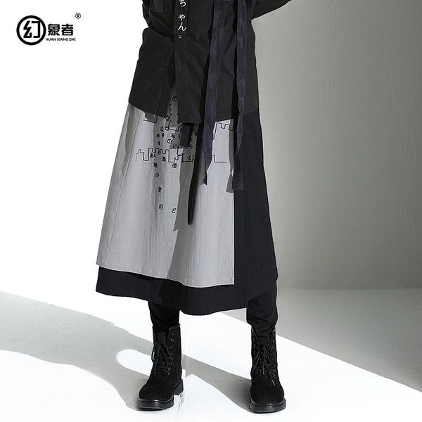 

[huanxiangzhe] skirt gothic style men's and women's fashion performance harajuku streetwear pants, Black