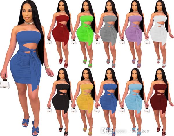 

womens two piece dress chest wrap vest + short skirt casual clothing, White