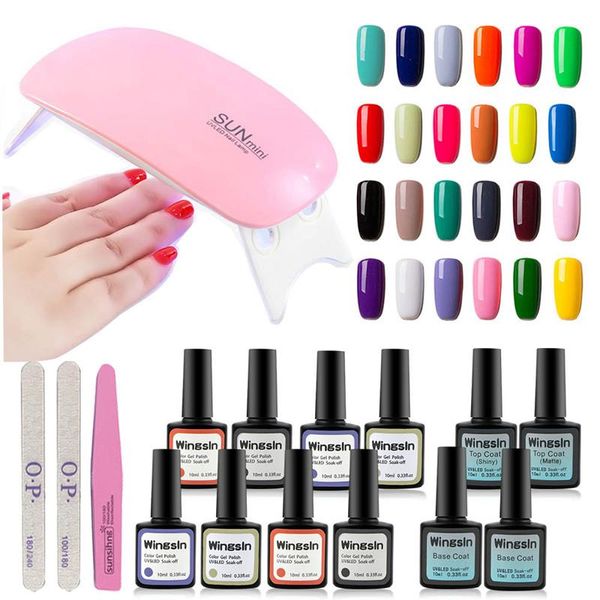 

nail art kits 8colors gel polish kit varnishes semi permanent set with mini uv led lamp dryer for manicure