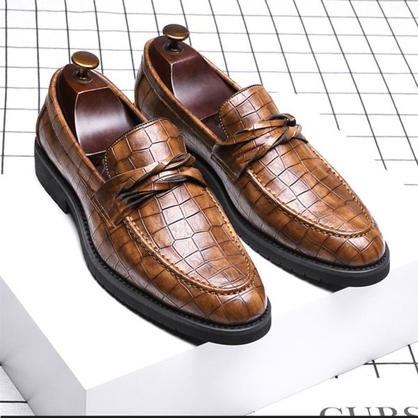 

men casual shoes flat fashion shallow autumn spring leather driving loafers male slip on outdoor work business plus size 38-47, Black