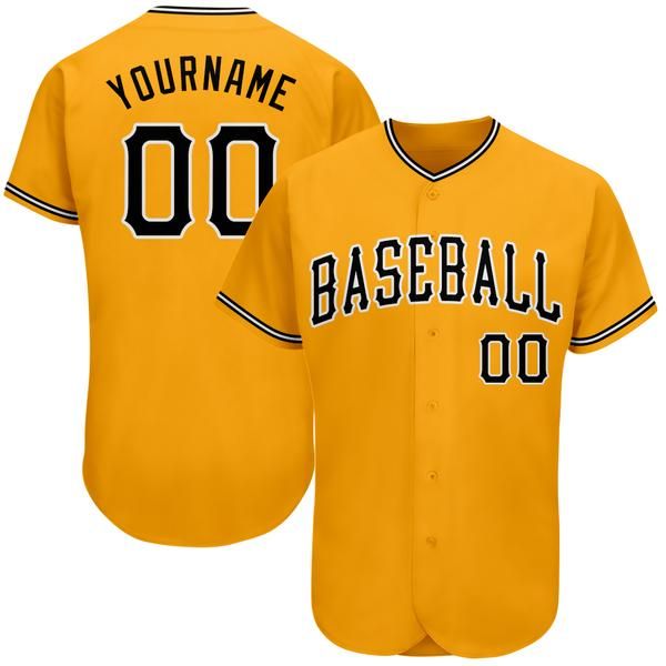 

custom gold black-white authentic baseball jersey, Blue;black