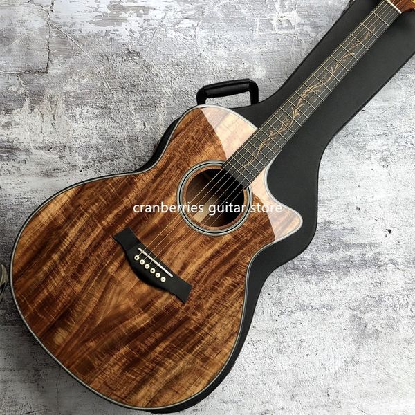 

41 inches k24ce solid koa natural acoustic electric guitar grover tuners, china fishm or a11 pickup, single cutaway