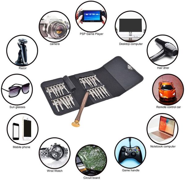 

craft tools 25 in 1 leather case torx screwdriver set mobile phone repair tool kit multitool hand for watch tablet pc