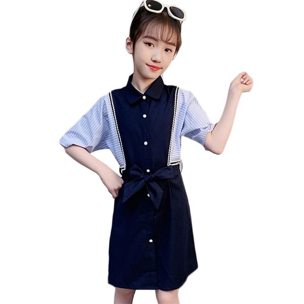 

dress for girls striped es patchwork children teenage costume girl 6 8 10 12 14 210527, Red;yellow