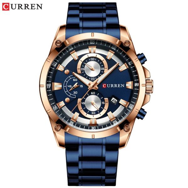 

wristwatches curren/ karin 8360 men's watch waterproof quartz multifunctional six-pin calendar business watch., Slivery;brown