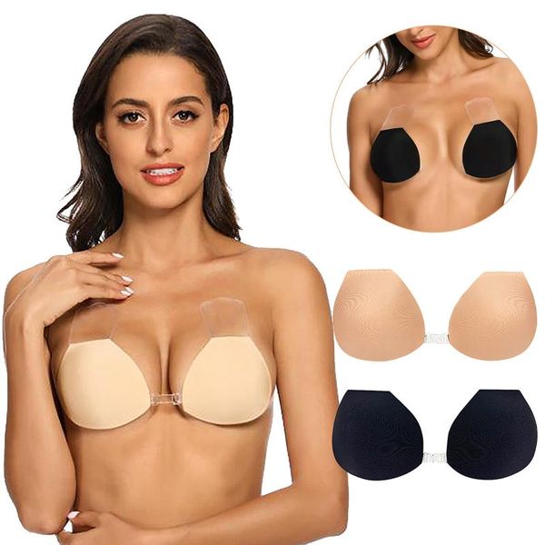 

bras queenral strapless for women invisible sticky bra push up bralette self adhesive silicone brassiere, Red;black