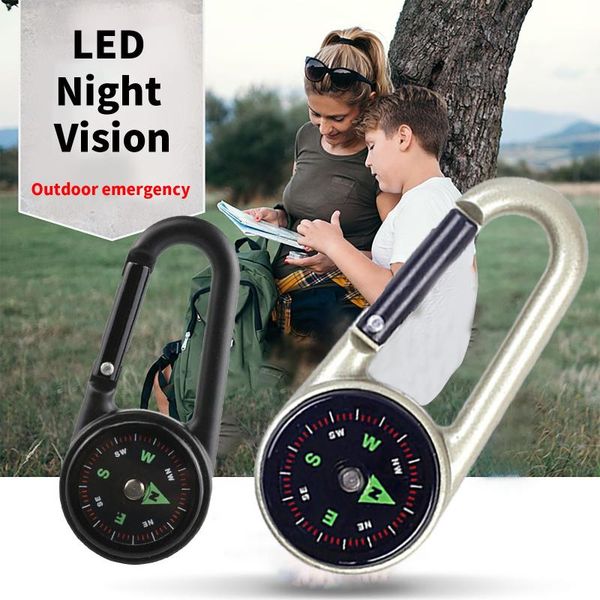 

outdoor gadgets 1pc sport keychain compass camping climbing hiking carabiner keyring tool color random delivery