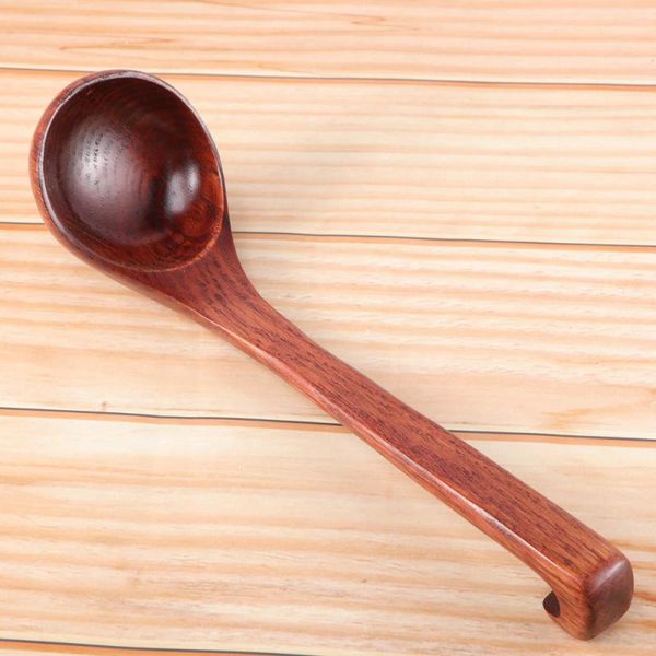 

home kitchen tableware hook end design wooden soup ladle supplies spoons