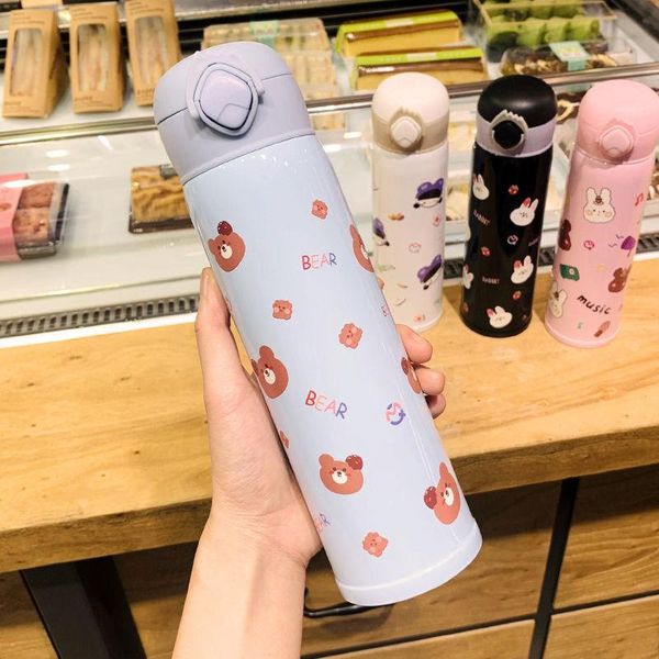 

water bottles lovely pink 350/500ml stainless steel flask coffee bottle easy to carry cup couples vacuum mug gift