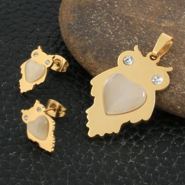 

earrings & necklace fashion animal style stainless steel jewelry sets for women and girl gold color pendants sdnzauca, Silver