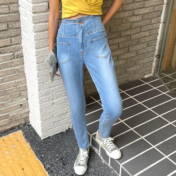 

denim jeans womens high waist stretch pencil skinny ankle-length pants femme blue push up 2021 elastic slim streetwear fit women's